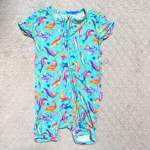 Posh Peanut Lisa Frank Zippered Romper Dancing Dolphins
